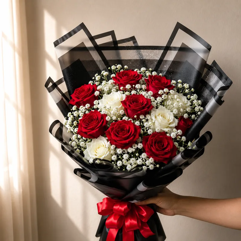 Red & White Rose Bouquet