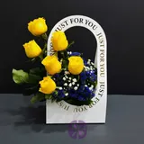 Sunshine Elegance Premium Yellow Rose & Blue Statice "Just For You" Gift Bag – photo 1