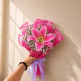 Dramatic Pink Star Lily & Gypsy Signature Bouquet – photo 1