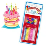 Stripe Birthday Candles with Flower Holders Set – photo 1