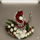 Elegant Red & White Flower Basket Arrangement – Luxury Gift Bouquet – photo 4