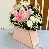 The Spring Purity Pink Box Lily & White Rose Arrangement – photo 4