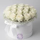 20 Classic White Rose & Gypsy Grand Round Box – photo 4