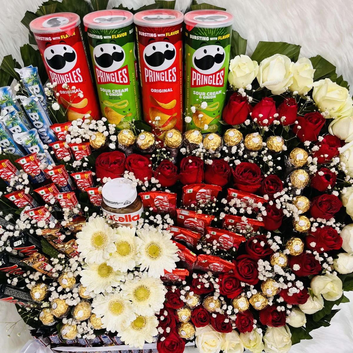 Ultimate Snacks, Mix Chocolate, and Flower Hamper Box