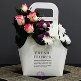 Elegant Floral Carrier Pink Shaded Rose & Chrysanthemums Flower Bag – photo 1