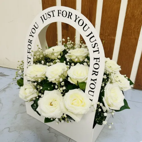 The Purest Wish White Rose "Just For You" Flower Box
