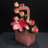 Charming Pink Flower Bag with Shaded Roses & Chinese Pink Lily – photo 4