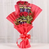 Romantic Red Rose & Dairy Milk Chocolate Bouquet with Red Wrapping – photo 2