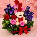 Teddy, Roses & Dairy Milk Chocolate Basket – photo 3