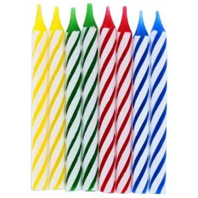 Stripe Birthday Candles with Flower Holders Set