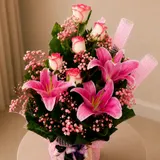 Pink Lily & Pink Shade Rose Bouquet: The Serenity Bloom – photo 3