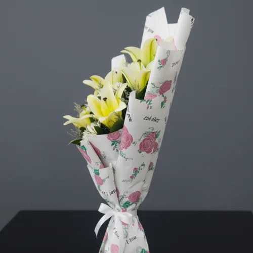 Elegant Yellow Lily & White Gerbera Bouquet