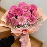 Elegent 12 Pink Gerbera and Baby's Breath Hand Bouquet – photo 3