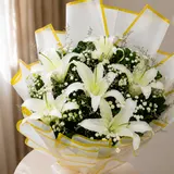 Purest Affection White Lily and Baby's Breath Standing Bouquet – photo 2