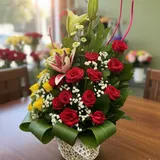 Radian Red & Yellow Rose Basket – photo 2