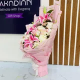 The Everlasting Grace Artificial Pink Lily & White Rose Bouquet – photo 3