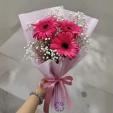Pink Gerbera & Baby's Breath Hand Bouquet – photo 1