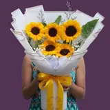 The Big Bright Hug Sunflower & White Wrap Bouquet – photo 1