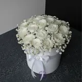 Purity Fresh White Premium Rose Round Box Arrangement – photo 3