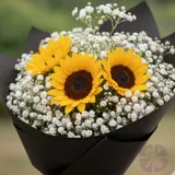The Sunny Embrace Sunflower Trio & Baby's Breath Bouquet – photo 3