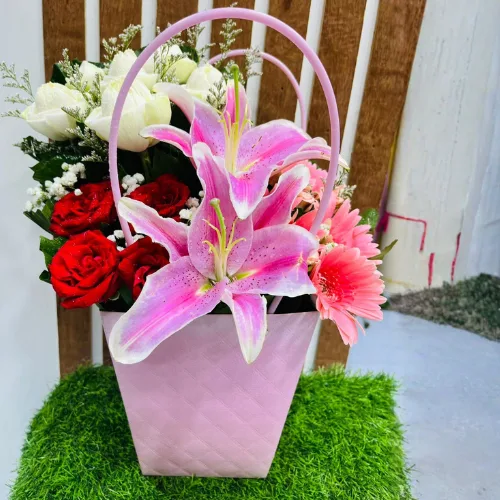 The Pink Delight Box Lily, Rose & Gerbera Mix Gift Box