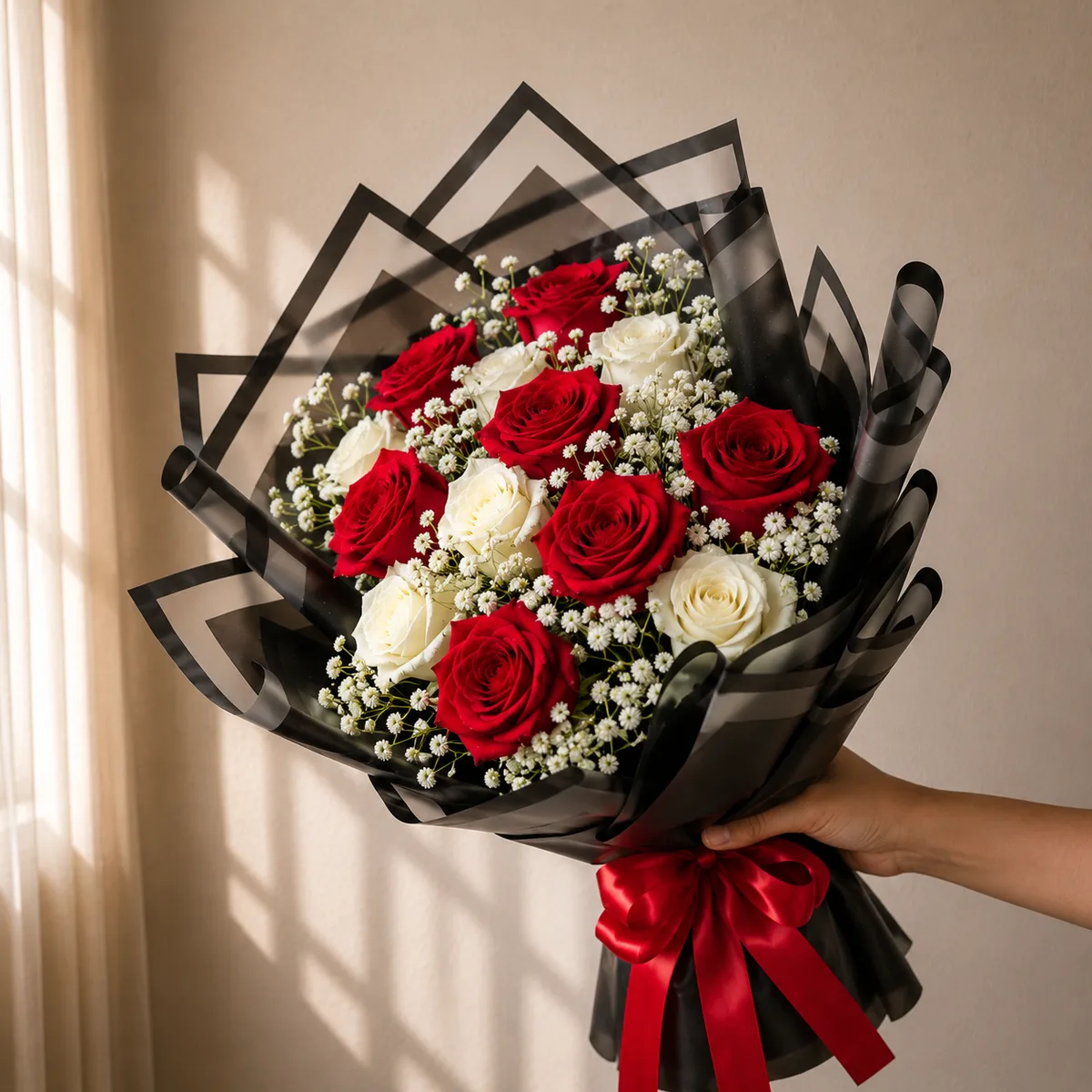 Red & White Rose Bouquet