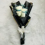 A Pure Love White Roses in Black & Gold Wrap Bouquet – photo 1