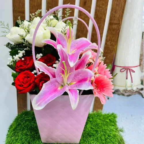 The Pink Delight Box Lily, Rose & Gerbera Mix Gift Box
