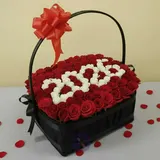 Eternal Love Personalized Fresh Red Rose Square Black Basket – photo 2