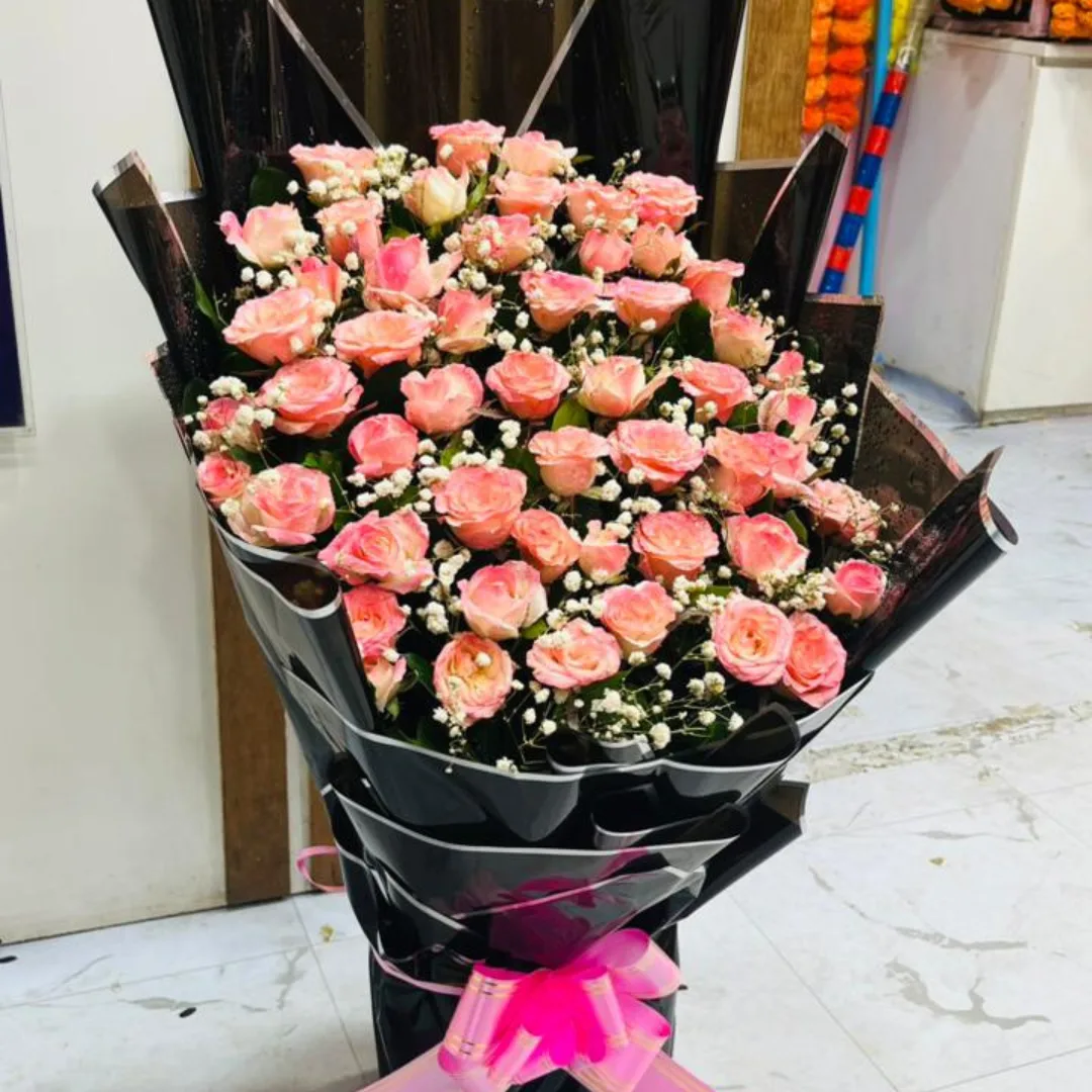50 Shades of Pink Rose Stand Bouquet