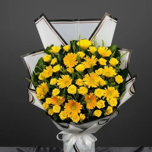 Classic Yellow Gerbera & Rose Bouquet
