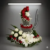 Elegant Red & White Flower Basket Arrangement – Luxury Gift Bouquet – photo 2