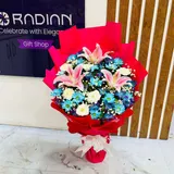 Regal Blue & Pink Mixed Stand Bouquet – photo 2