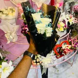 A Pure Love White Roses in Black & Gold Wrap Bouquet – photo 2