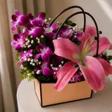 Exotic Pink Lily & Purple Orchid Premium Gift Bag – photo 2