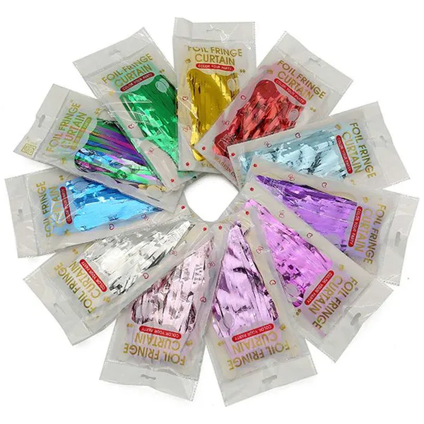 Multi-Color Foil Fringe Curtain - Shimmering Party Backdrop Decoration