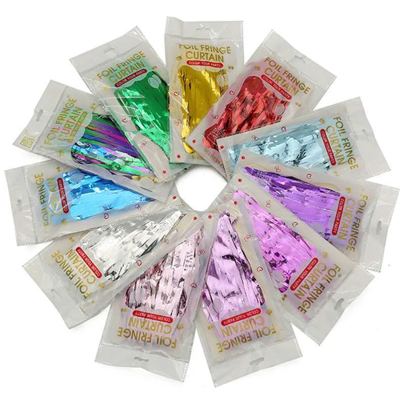 Multi-Color Foil Fringe Curtain - Shimmering Party Backdrop Decoration