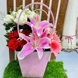 The Pink Delight Box Lily, Rose & Gerbera Mix Gift Box – photo 1
