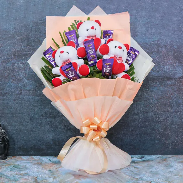 Teddy & Dairy Milk Chocolate Bouquet