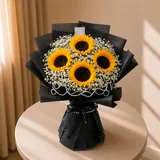 The Elegant Sunflowers in Black Stand Bouquet – photo 1