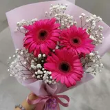 Pink Gerbera & Baby's Breath Hand Bouquet – photo 2