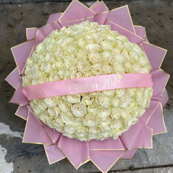 White Rose Graduation Bouquet
