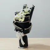 Elegant Serenity: White Lily & Gerbera Black Bouquet – photo 4