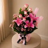 Pink Lily & Pink Shade Rose Bouquet: The Serenity Bloom – photo 4