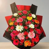 Multi-Color Gerbera and Red Rose Celebration Bouquet – photo 3