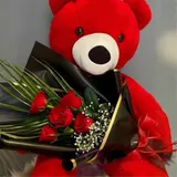 Giant Red Teddy Bear with Red Roses Hand Bouquet – photo 3