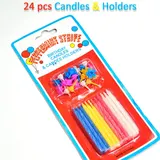 Stripe Birthday Candles with Flower Holders Set – photo 2