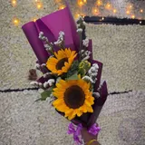 The Purple Glow Two Sunflowers & White Bloom Bouquet – photo 1
