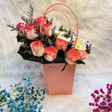 Elegant Pink Rose & White Gerbera in Handy Pink Gift Box – photo 1