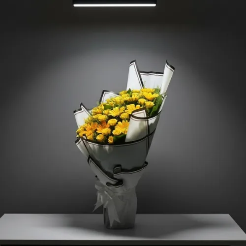 Yellow Gerbera & Rose Bouquet Statement